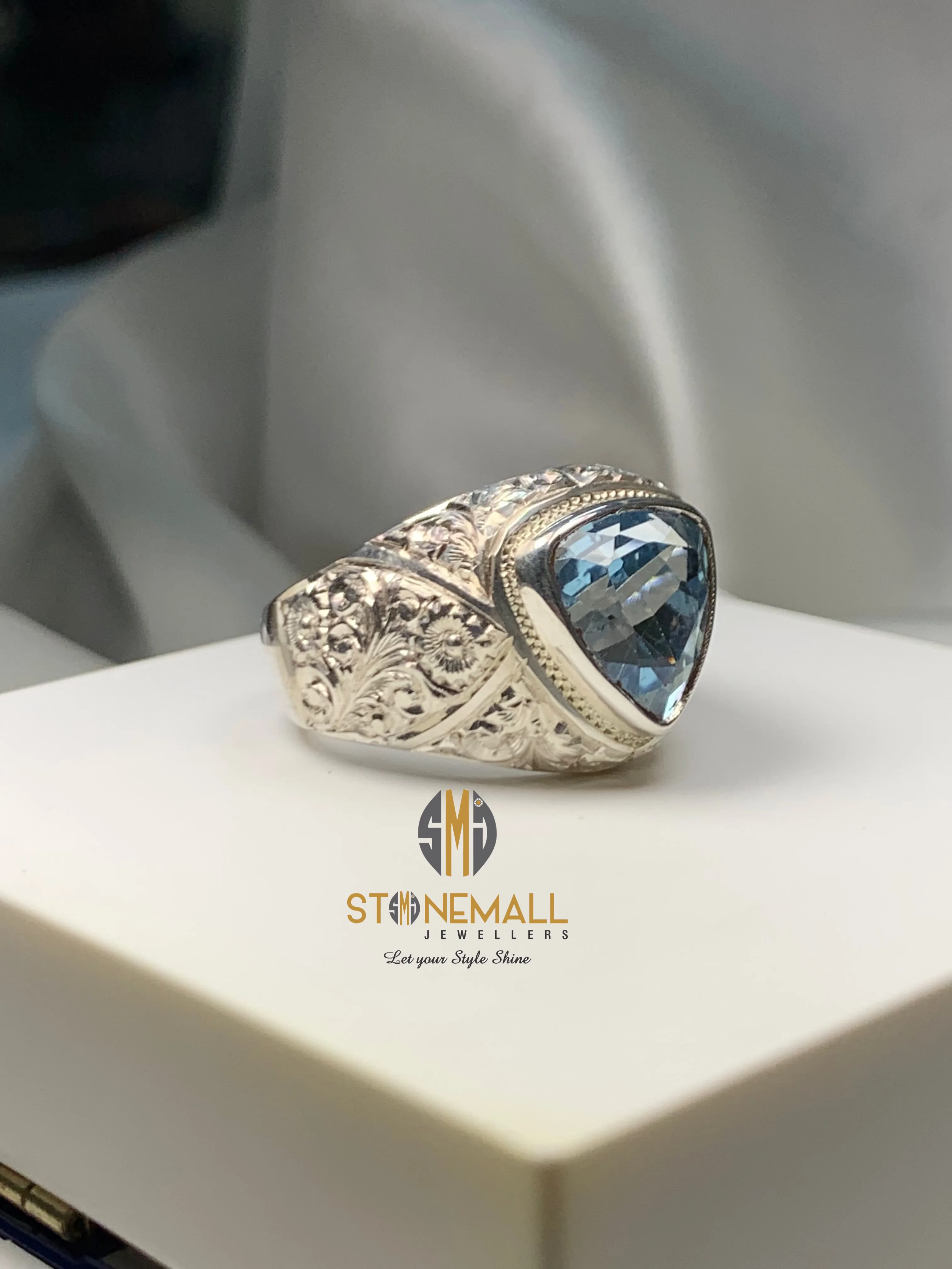Natural Blue Topaz 925 Sterling Silver Handmade Ring - Image 6