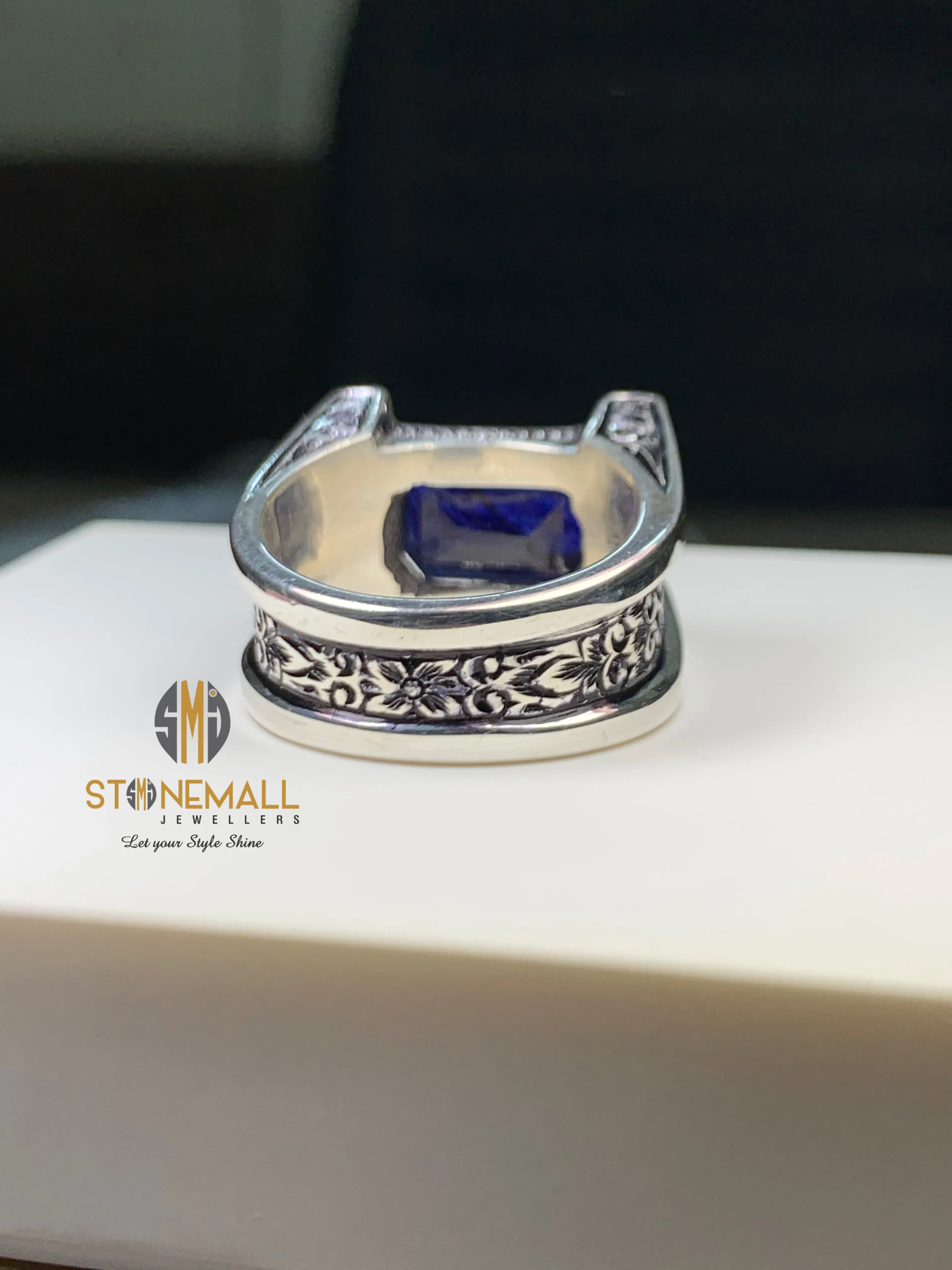 Natural African Blue Sapphire (Neelam) 925 Sterling Silver Handmade Ring - Image 5