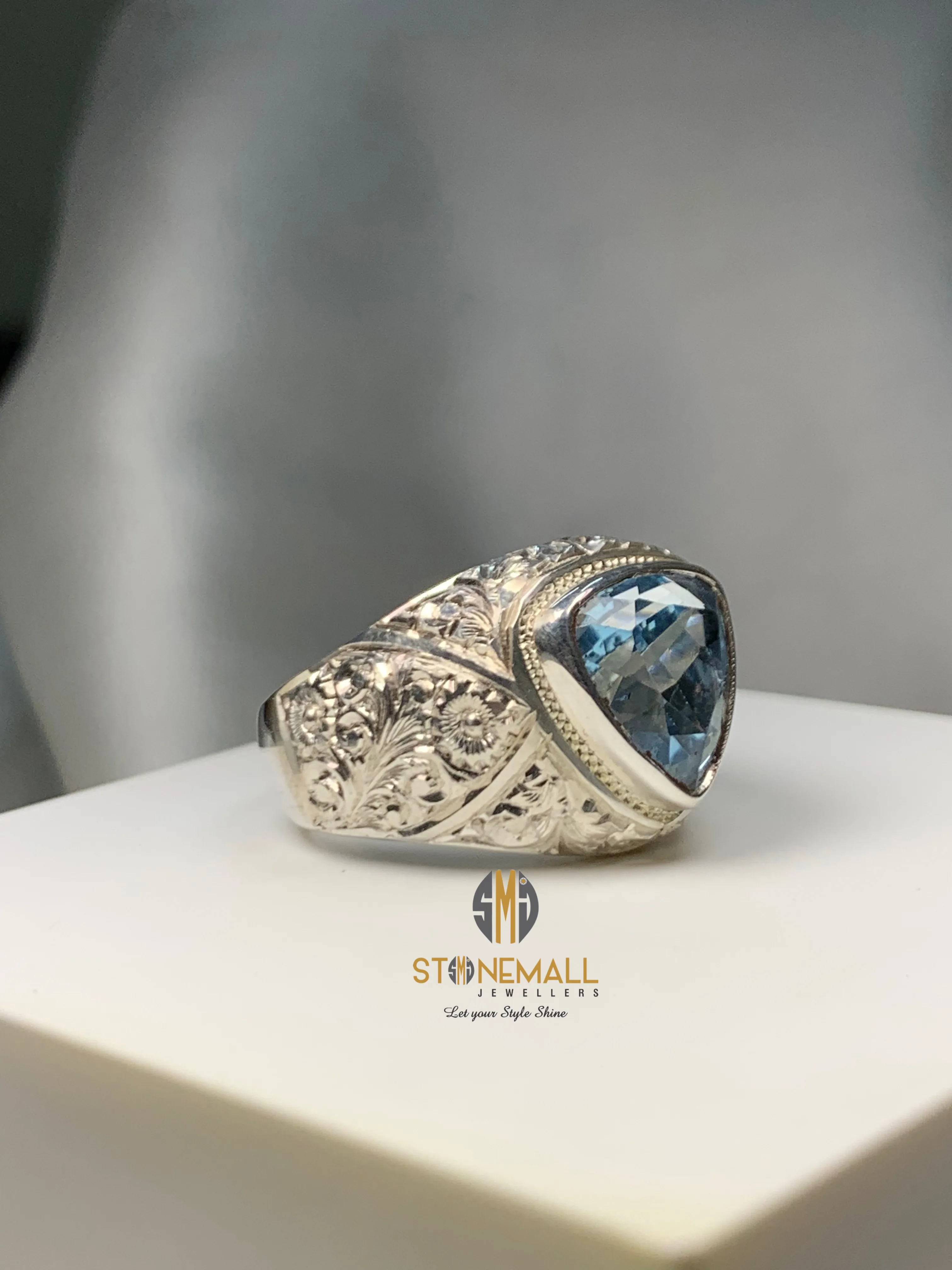 Natural Blue Topaz 925 Sterling Silver Handmade Ring - Image 5